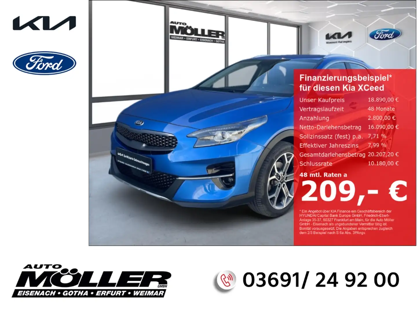 Kia XCeed 1.4T SPIRIT Rückfahrkam. LED Klima Blu/Azzurro - 1
