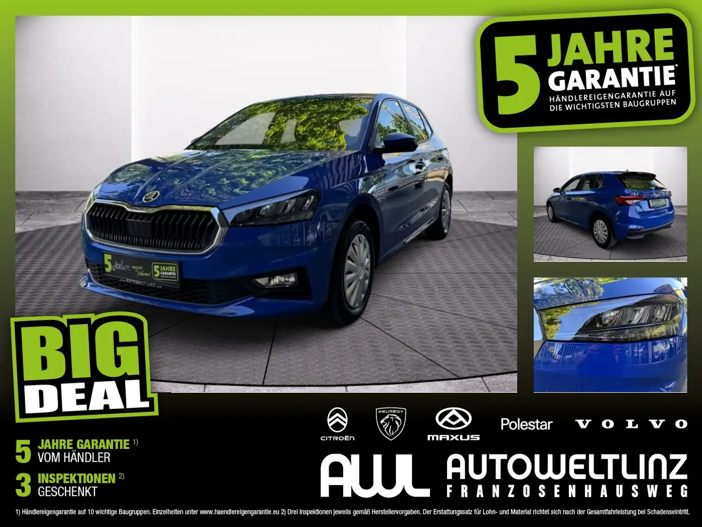 Skoda Fabia 1.0 TSI Selection LED+SHZ+LM+PDC+ParkAss Blau - 1