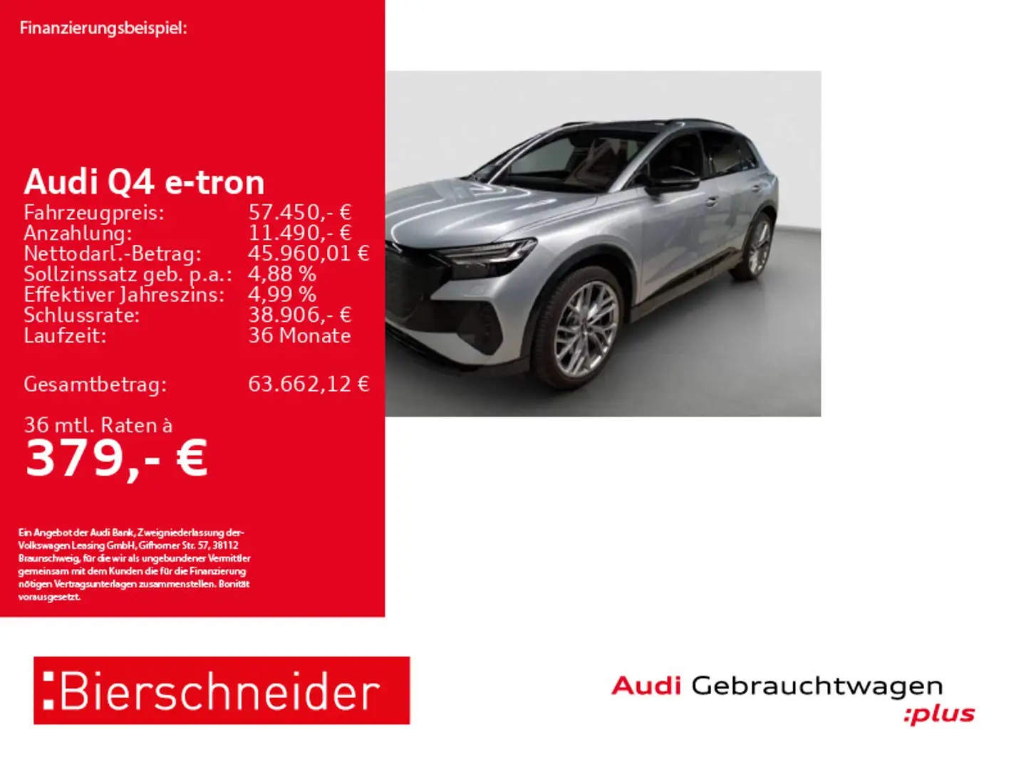 Audi Q4 e-tron Q4 55 e-tron qu S-Line Black AHK MATRIX PANO AR- Silber - 1