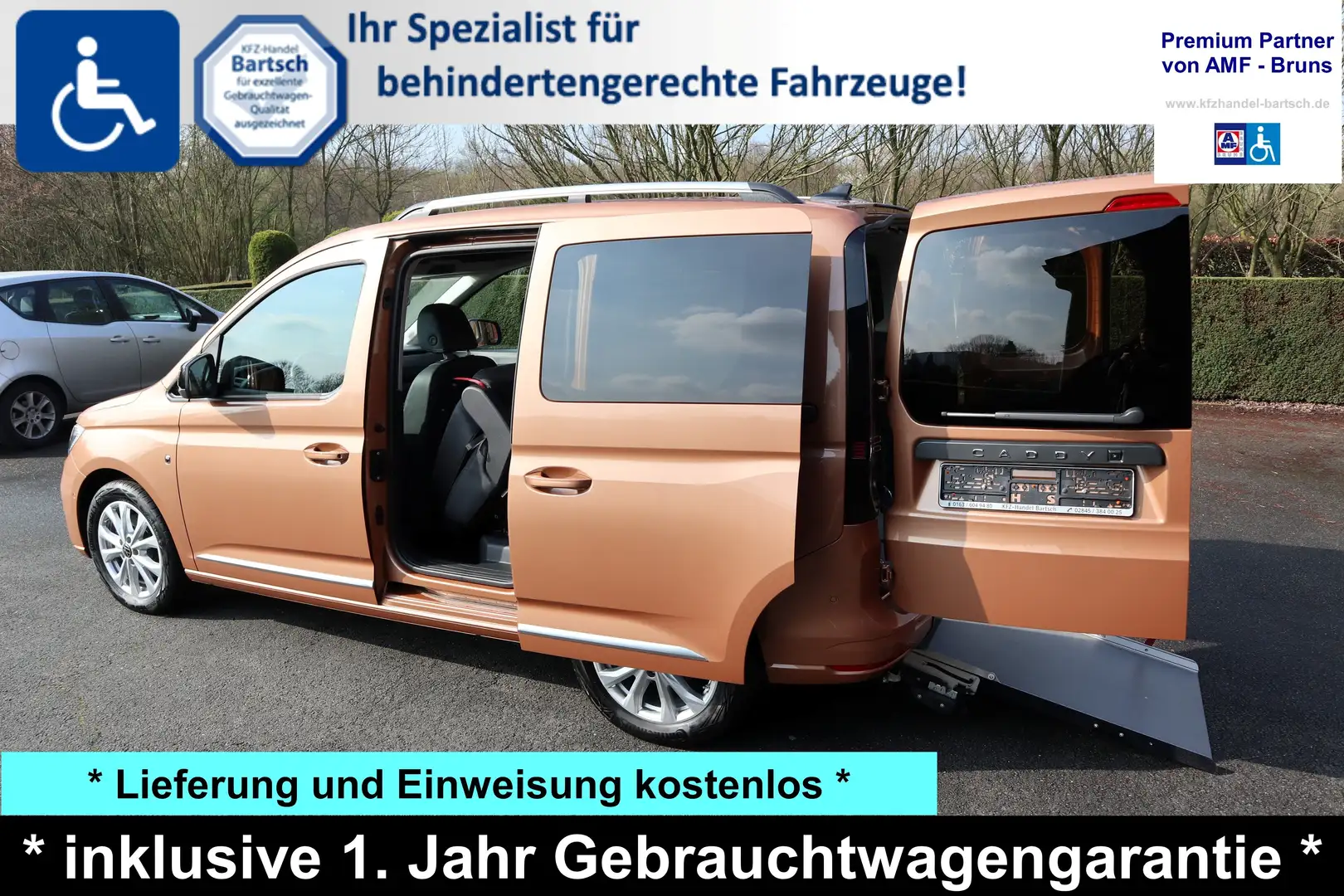 Volkswagen Caddy Style 1,5 TSI DSG*rollstuhlgerecht*Wenderampe* Brons - 1