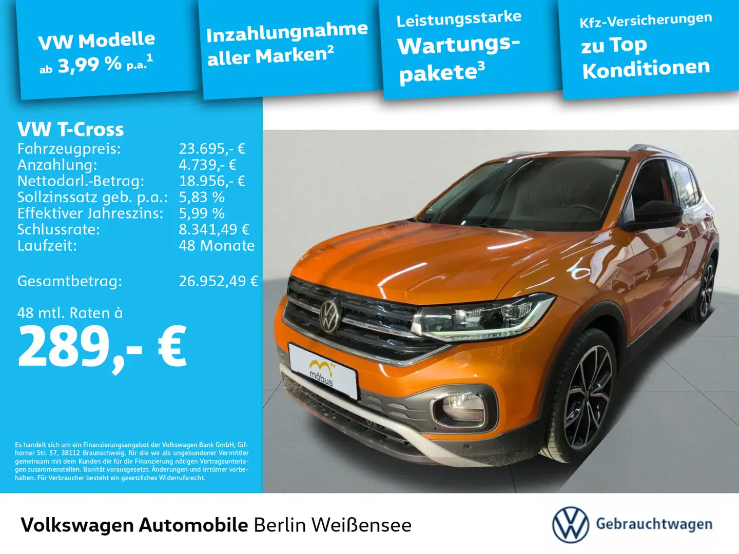Volkswagen T-Cross 1.5 TSI Style*KLIMA*RFK*NAVI*LED*MFL* Orange - 1
