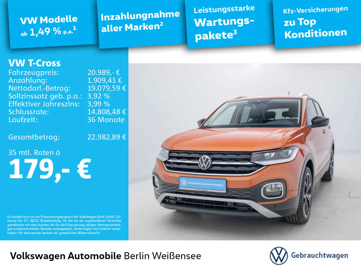 Volkswagen T-Cross 1.5 TSI Style*KLIMA*RFK*NAVI*LED*MFL* Orange - 1