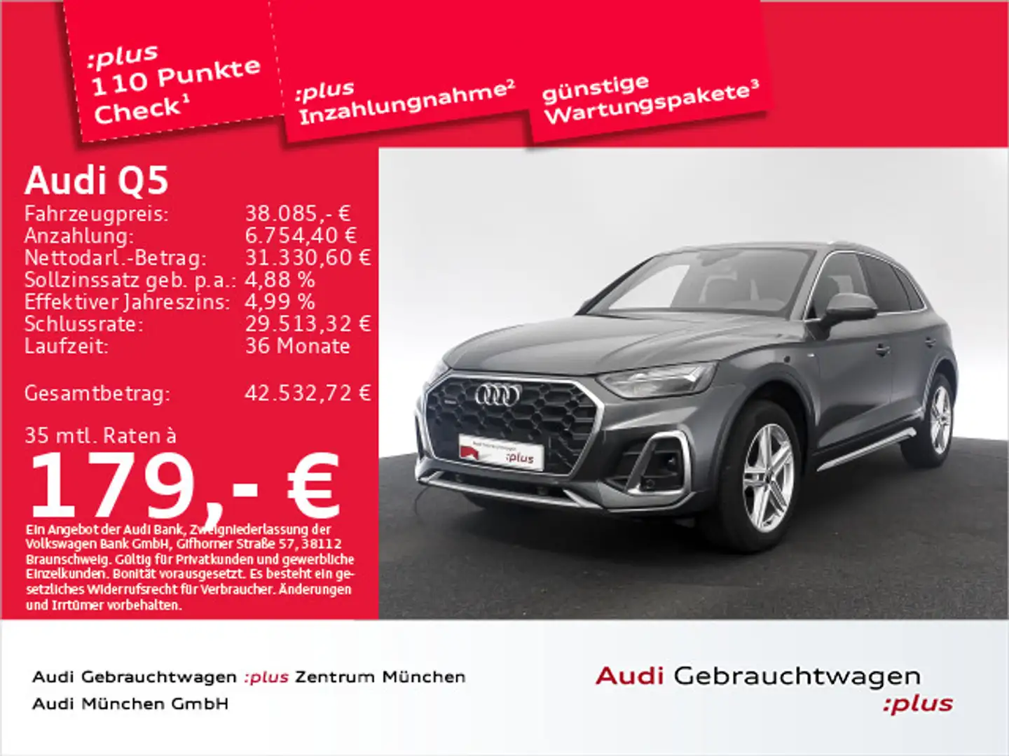 Audi Q5 40 TDI qu. S tronic 2x S line AHK/Navi+/Kamer Grau - 1