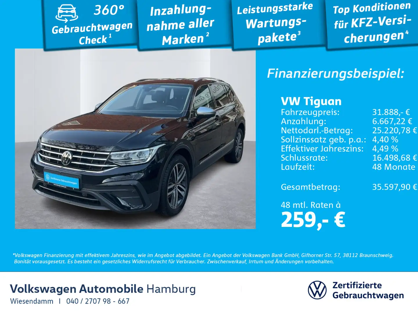 Volkswagen Tiguan 1.5 TSI Life DSG LED 360°Kamera Navi Schwarz - 1