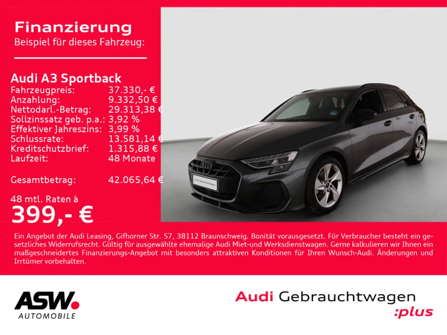 Audi A3 S line 30TFSI NAVI LED AHK RFK ACC Grau - 1