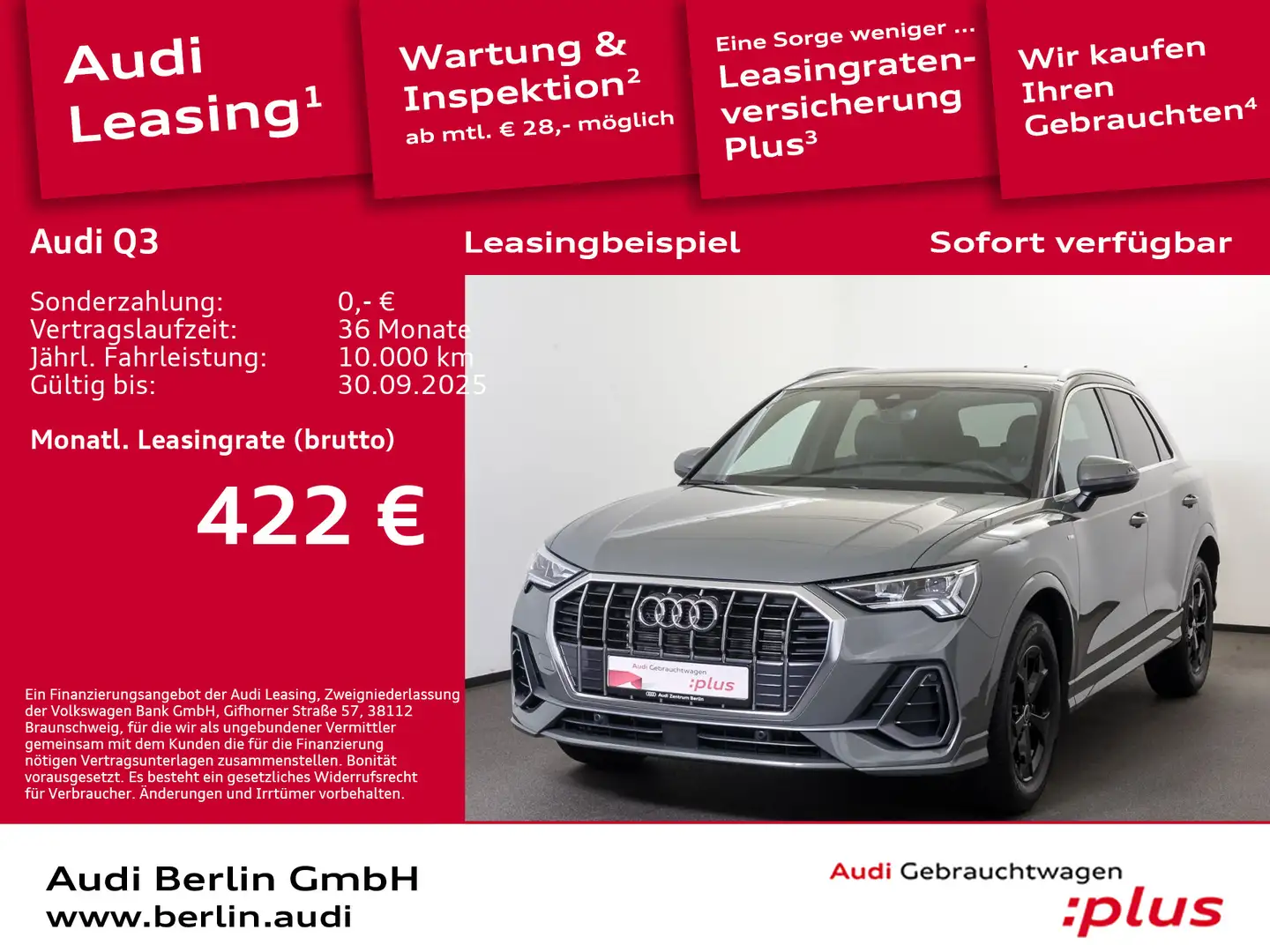 Audi Q3 S line 35 TFSI S tr. AHK LED PDC NAVI VIRTC Grau - 1