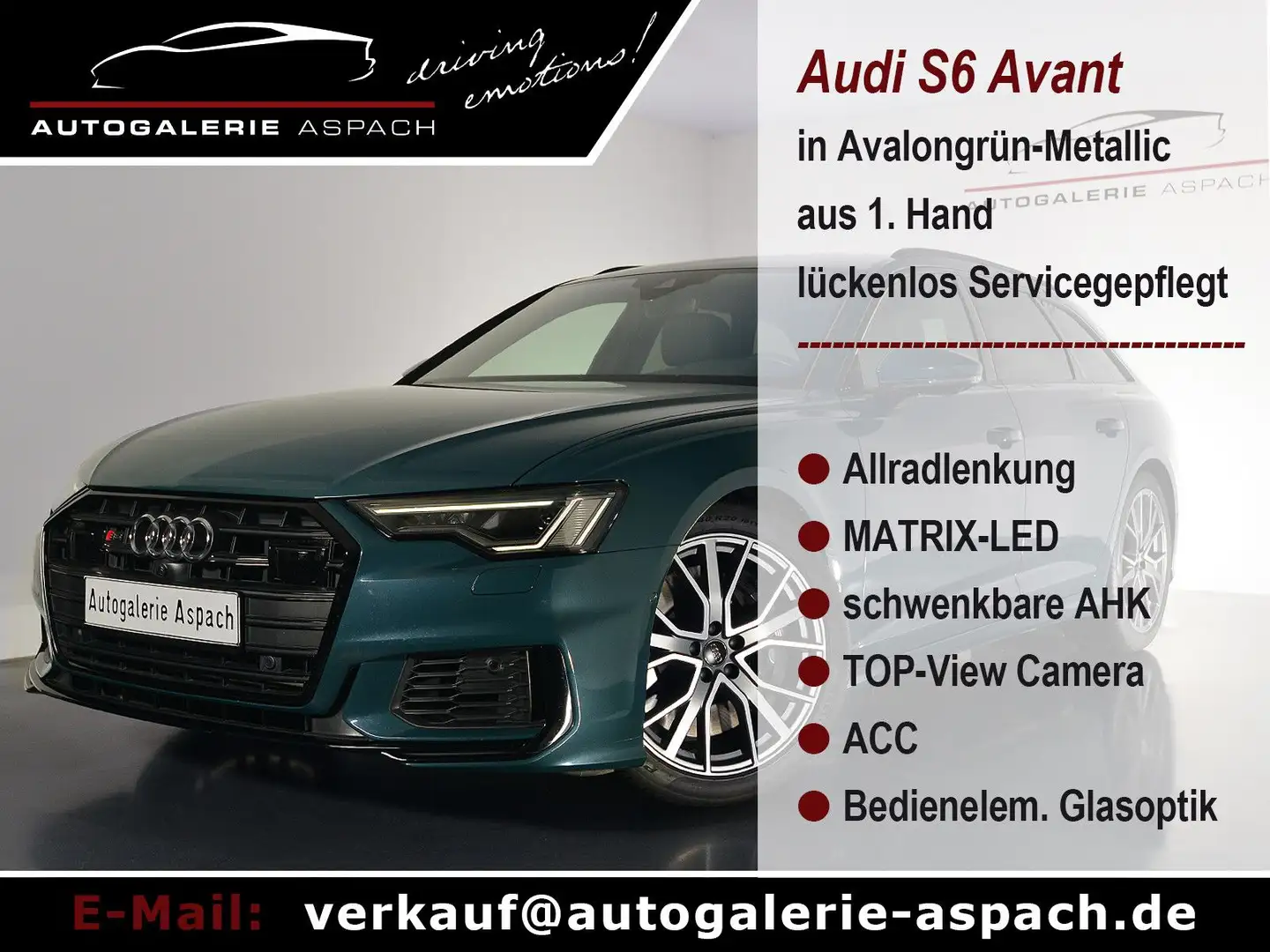 Audi S6 Avant|Matrix|B&O|ACC|TopView|Allradlenkg|AHK Zelená - 1