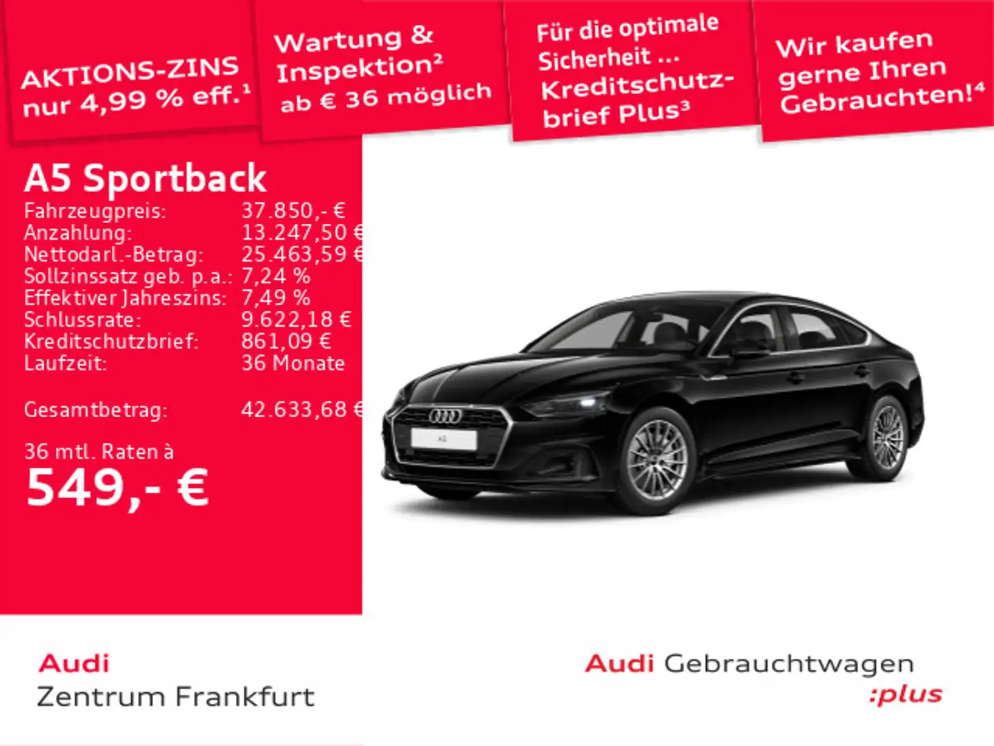 Audi A5 40 TFSI S tronic Tempomat DAB PDC Schwarz - 1
