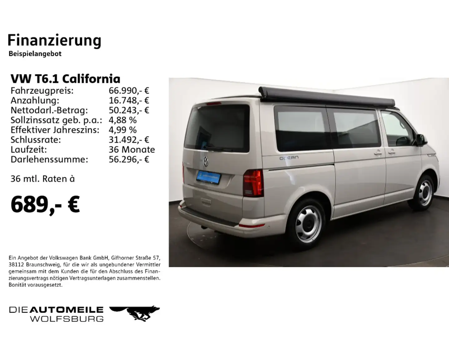 Volkswagen T6.1 California AD 2.0 TDI DSG Ocean AHK/ACC/Nav Gris - 2