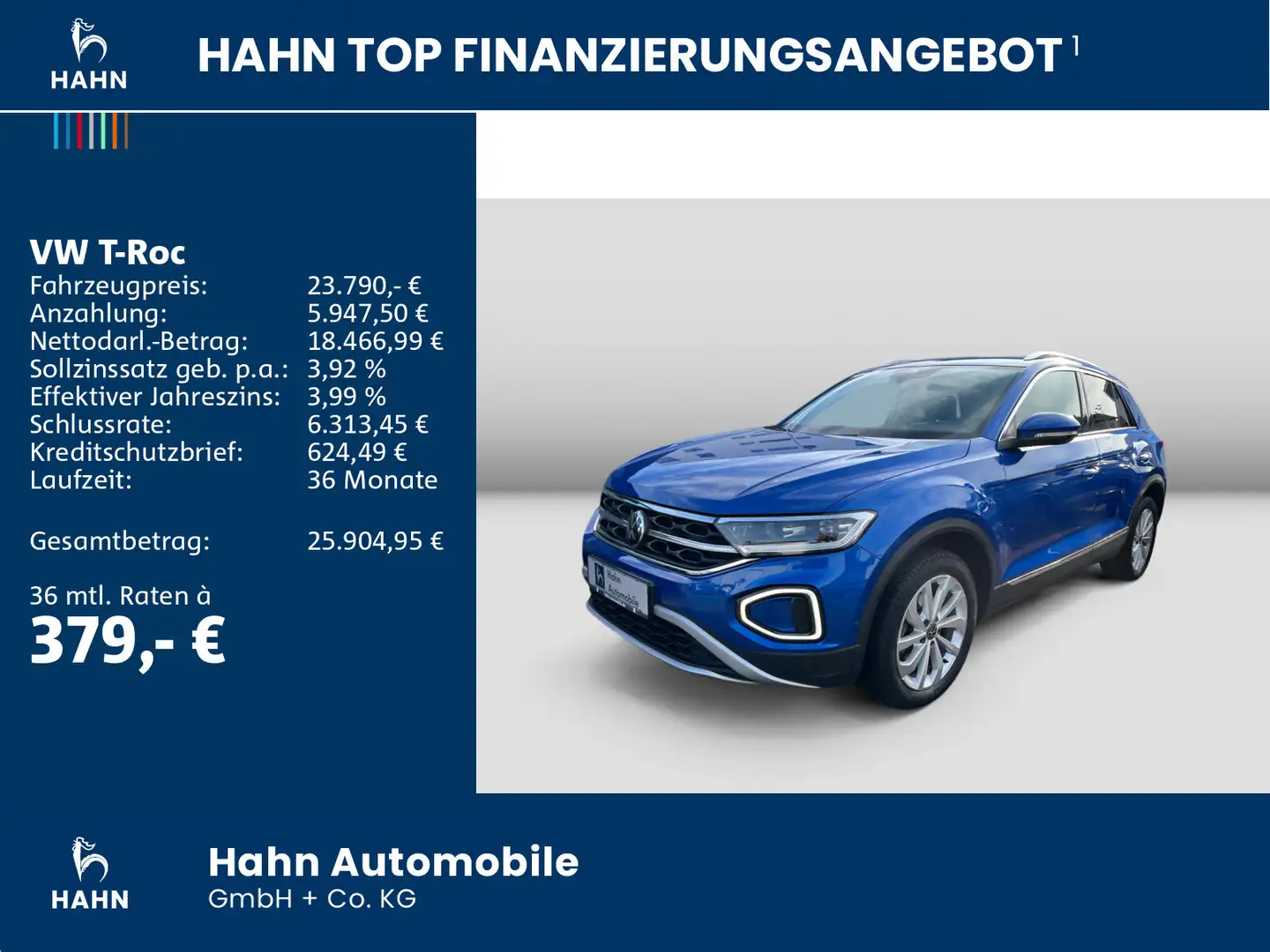 Volkswagen T-Roc 1.5TSI DSG Style LED Nav AHK ACC APP Sitzh Blau - 2