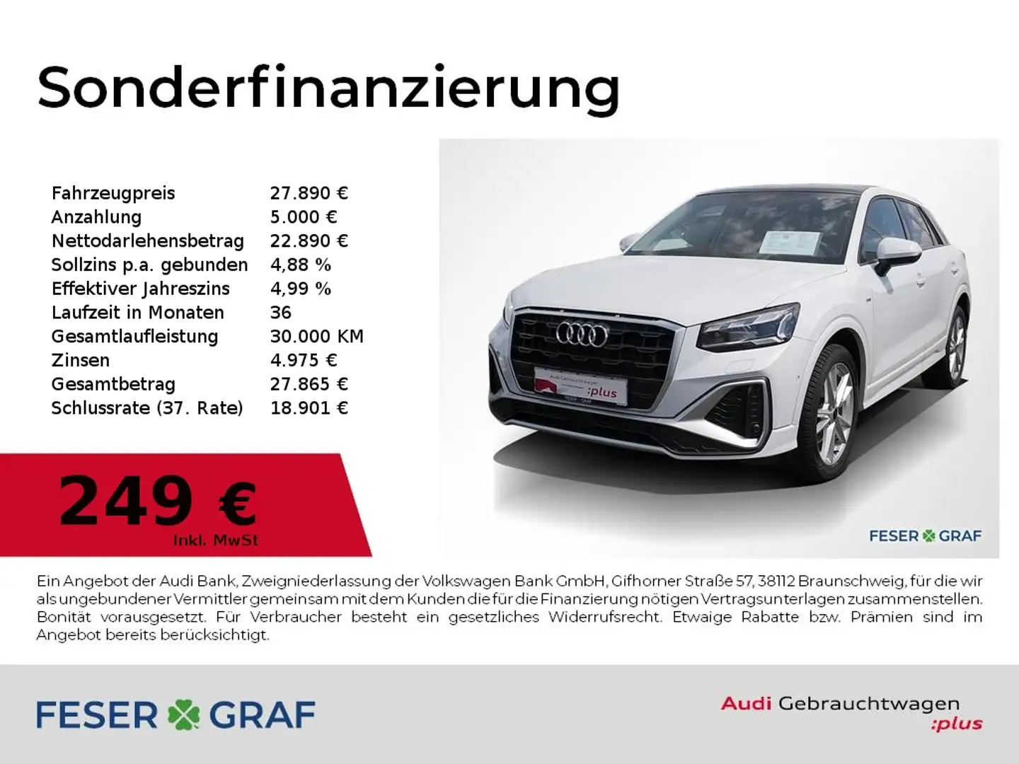 Audi Q2 35 TFSI S tronic S Line Ext Pano,Matrix,Navi Weiß - 1