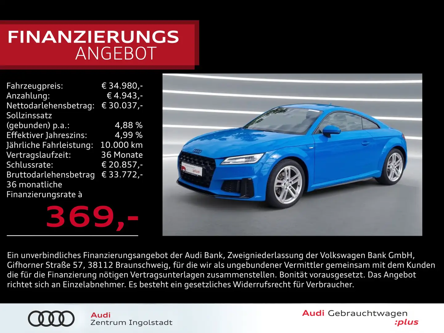 Audi TT Coupé 40 TFSI S line NAVI Optik-schwarz+ 18" Bleu - 1