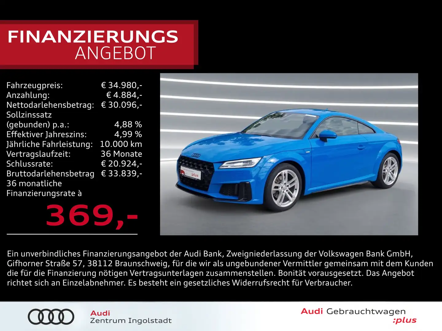 Audi TT Coupé 40 TFSI S line NAVI Optik-schwarz+ 18" Albastru - 1