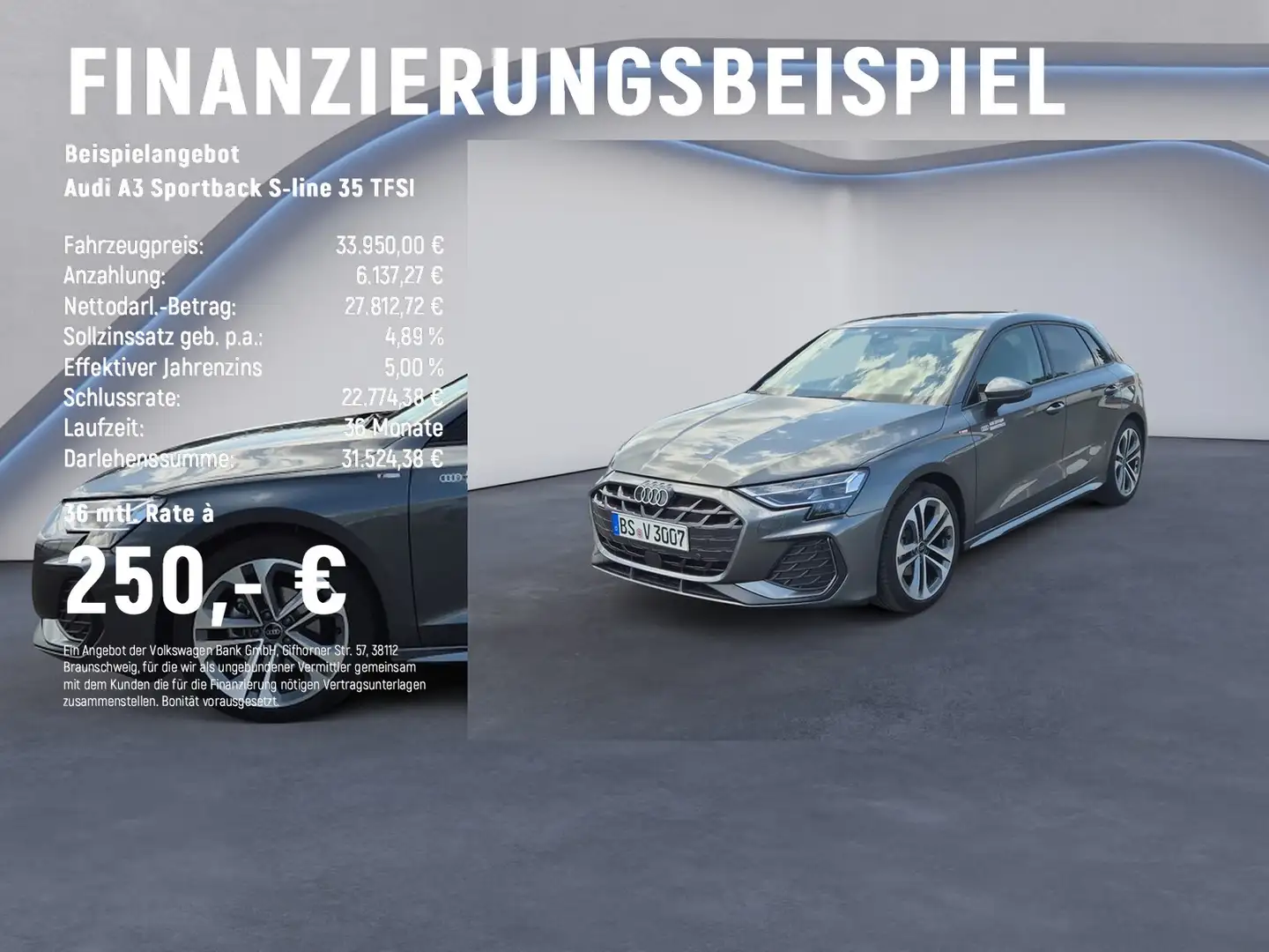 Audi A3 Sportback S-line 35 TFSI LED+HuD+SHZ Grau - 2