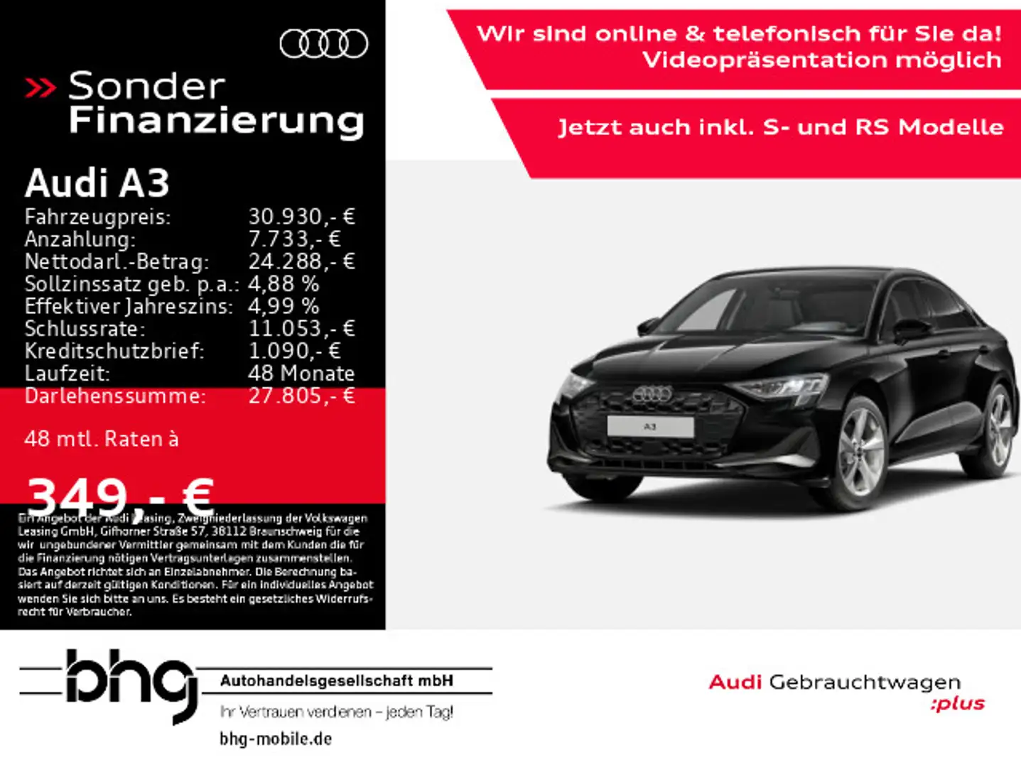 Audi A3 A3 30 TFSI Limousine S tronic advanced Schwarz - 1