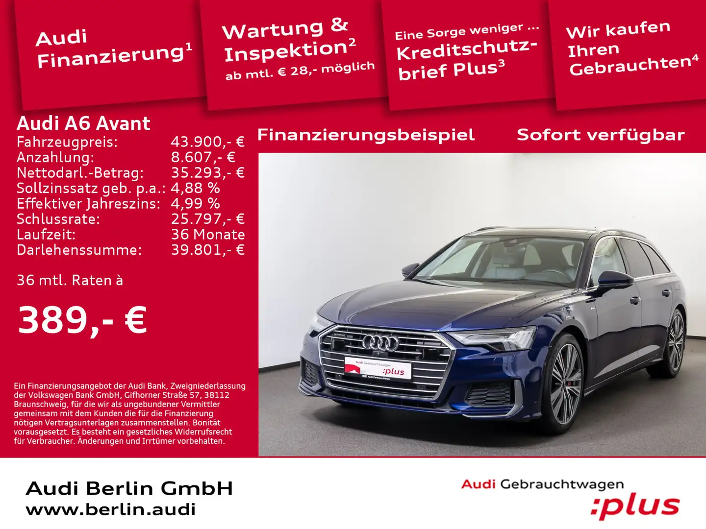 Audi A6 sport 55 TFSI e qu.S tr. AHK PANO HUD Blu/Azzurro - 1