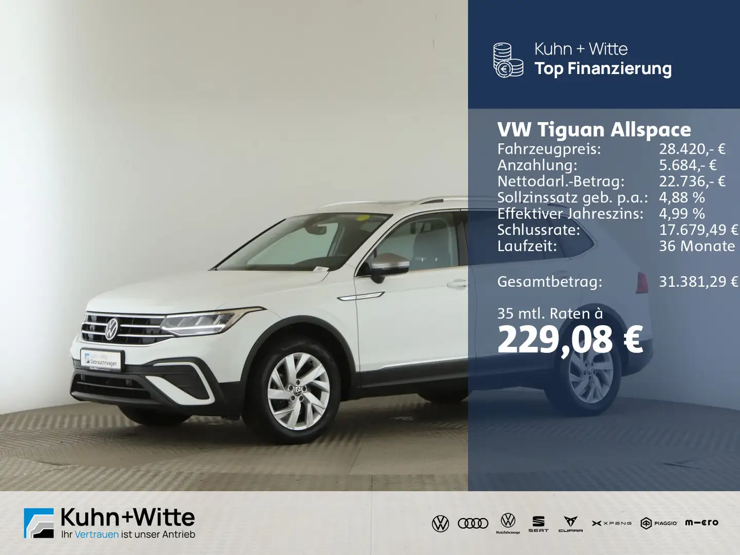 Volkswagen Tiguan Allspace 1.5 TSI Life *Pano*LED*PDC*Navi* Weiß - 1