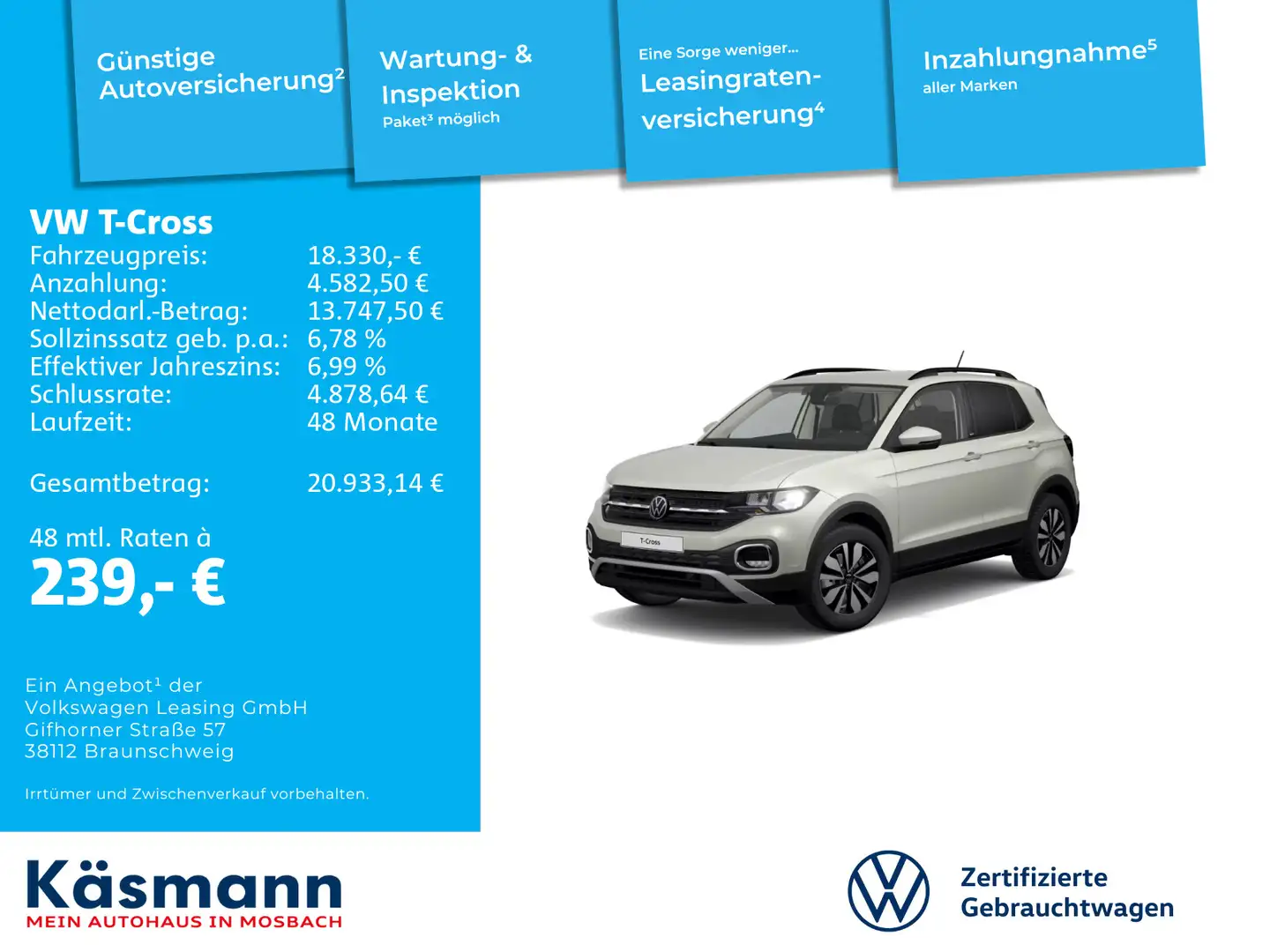 Volkswagen T-Cross MOVE 1.0 TSI SHZ CARPLAY PDC GJR Grau - 2