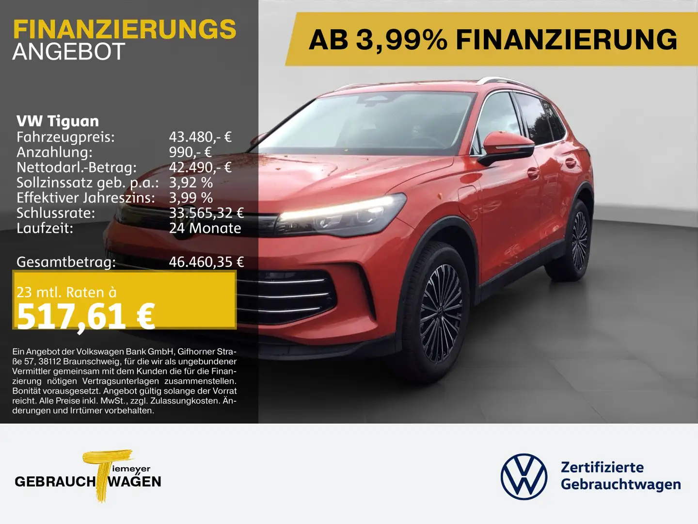 Volkswagen Tiguan 1.5 TSI eHybrid ELEGANCE 272PS LM18 AHK K Rot - 1