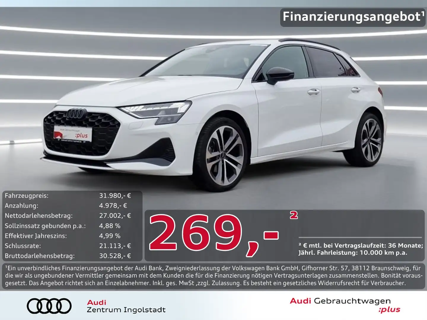 Audi A3 Sportback 30 TFSI S line LED HuD Sonos 18" advance Weiß - 1