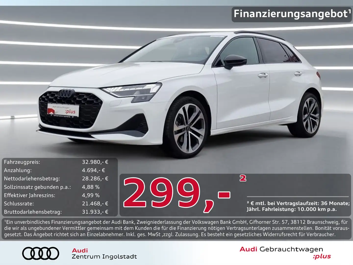 Audi A3 Sportback 30 TFSI S line LED HuD Sonos 18" advance Weiß - 1