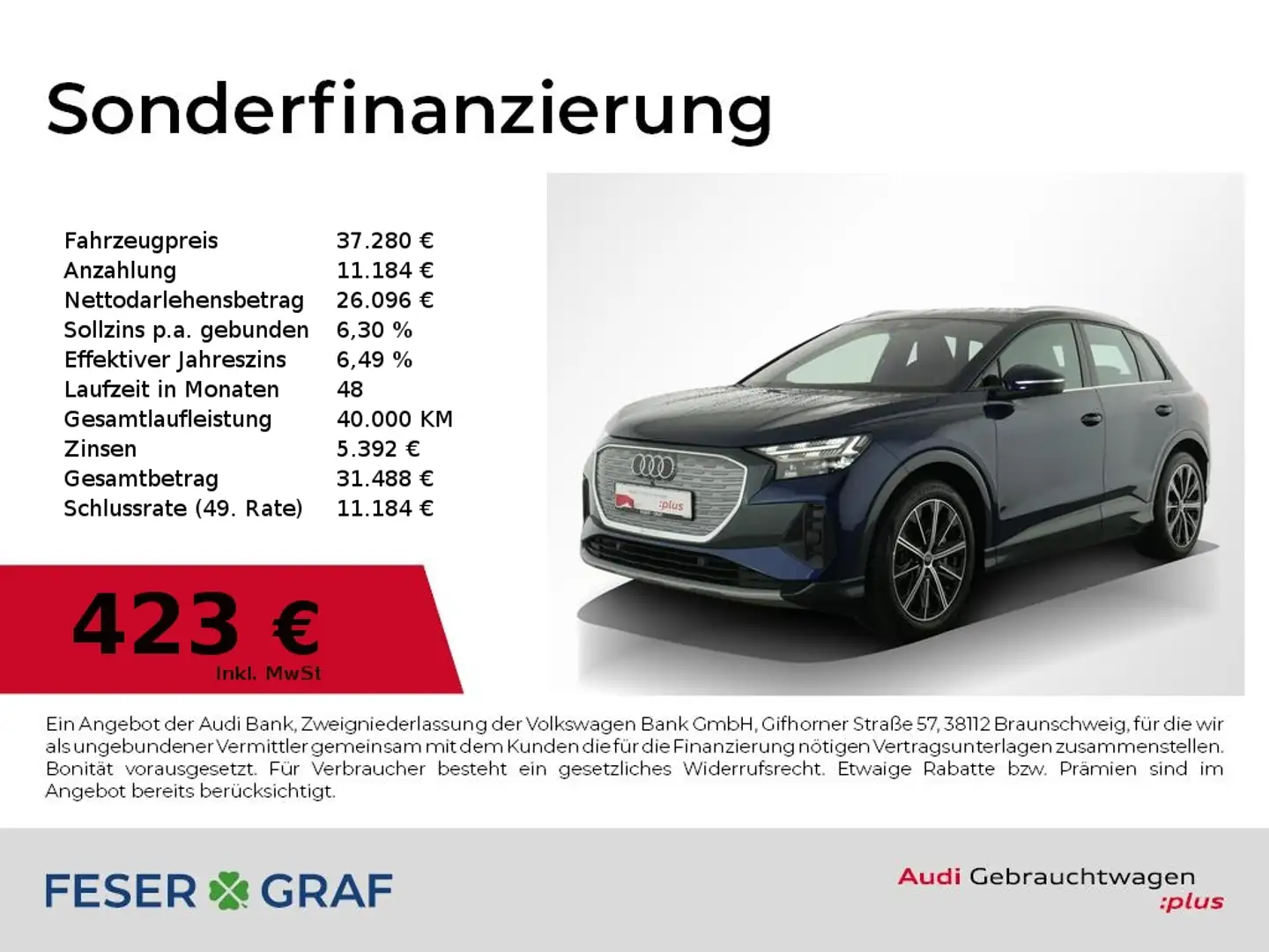 Audi Q4 e-tron 45 e-tron qu. Matrix/Leder/HuD/ACC/20 Zoll Blau - 1