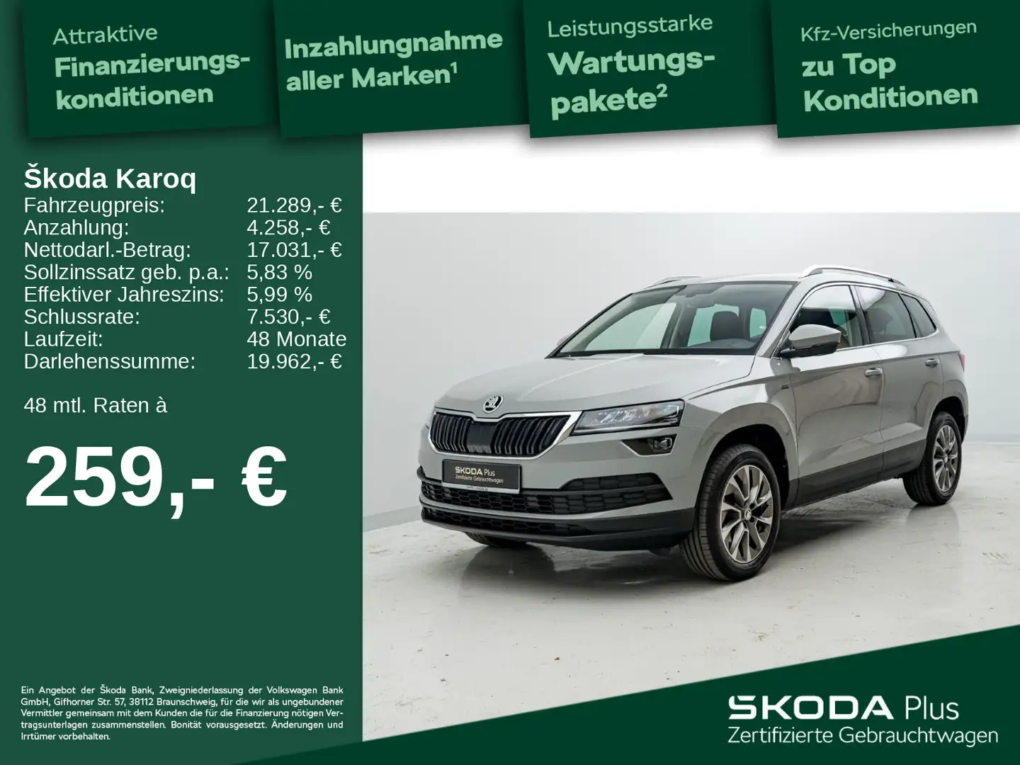 Skoda Karoq 1.0 TSI Clever*6-GANG*LED*GRA*DAB*ASSIST* Grau - 1