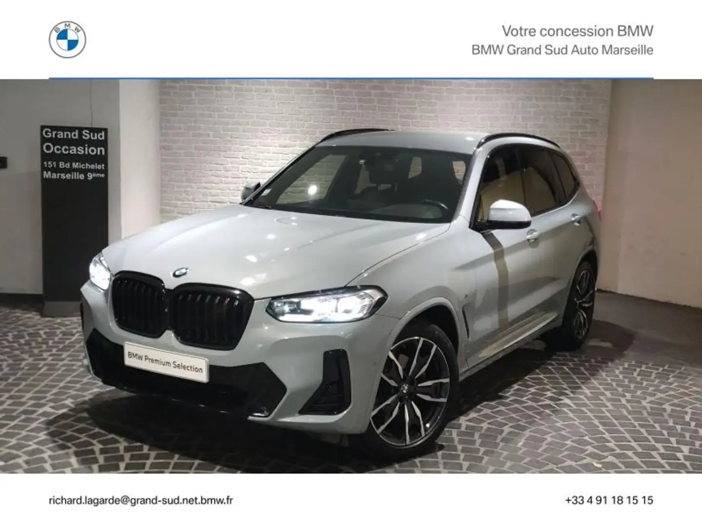 BMW X3 xDrive20d 190ch M Sport Gris - 1