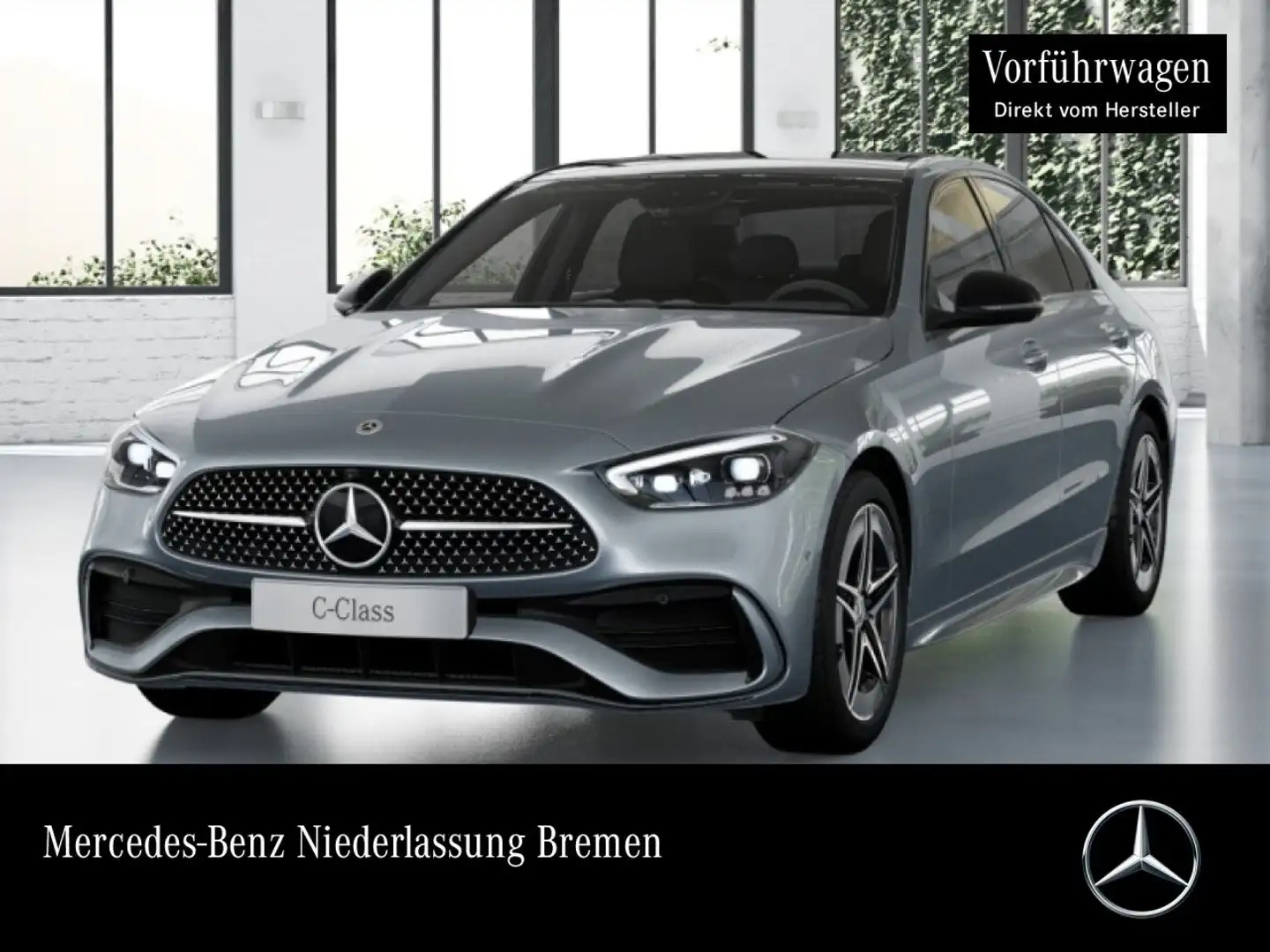 Mercedes-Benz C 220 d AMG+NIGHT+PANO+360+AHK+TOTW+KEYLESS+9G Silber - 1