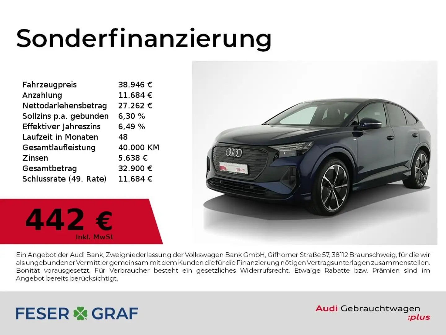 Audi Q4 e-tron Sportback 50 e-tron S Line Int Pano,Matrix, Albastru - 1