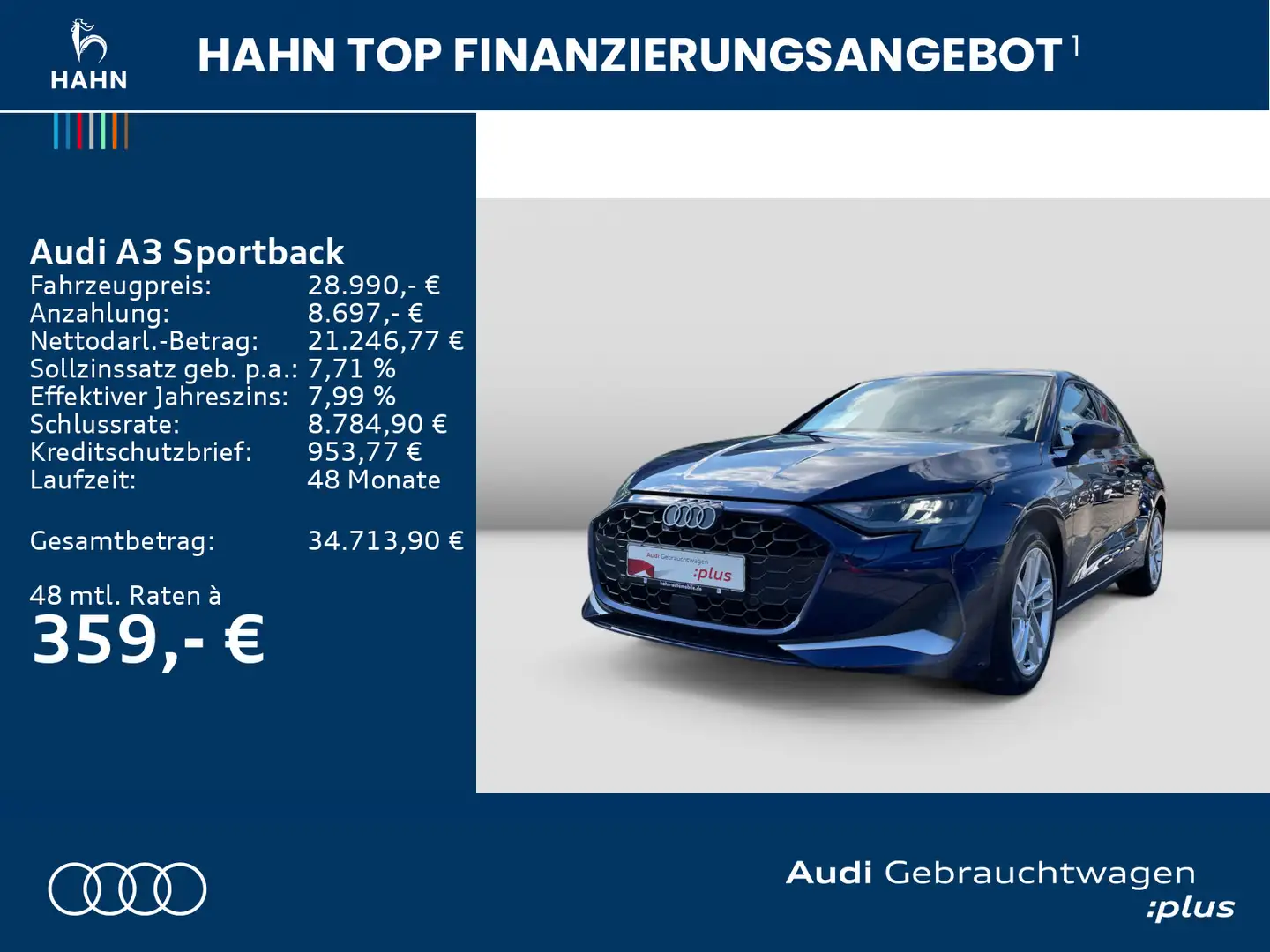 Audi A3 35 TFSI 6-Gang advanced LED Navi Blau - 2