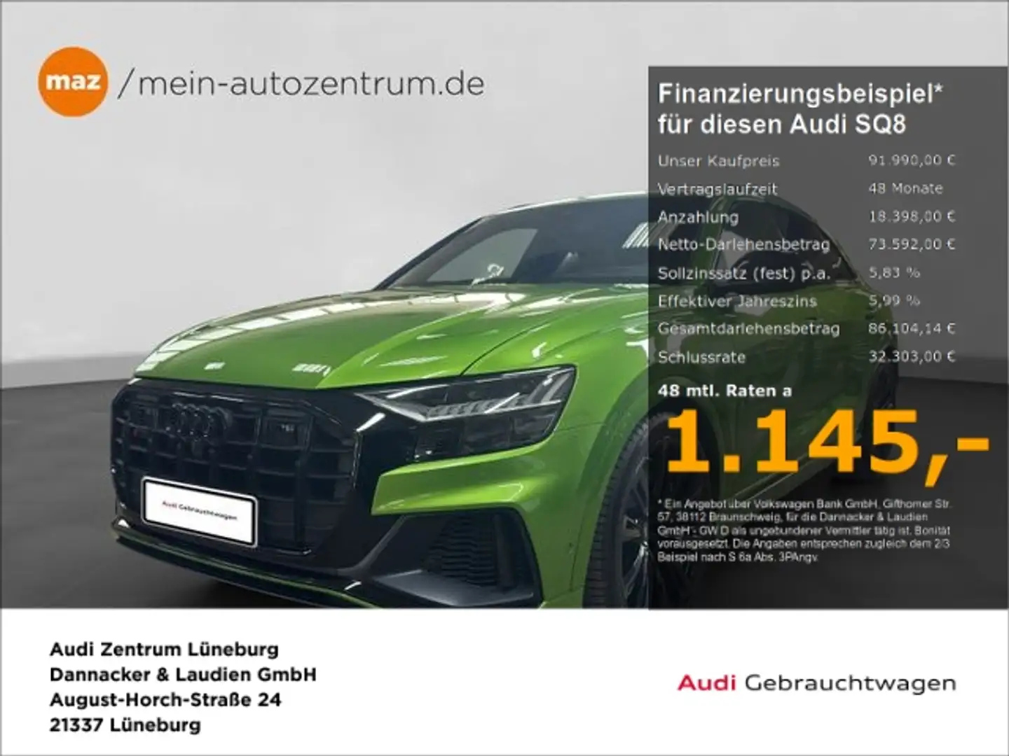 Audi SQ8 4.0 TFSI quattro Alu Matrix LED AHK Pano B&O Vert - 1