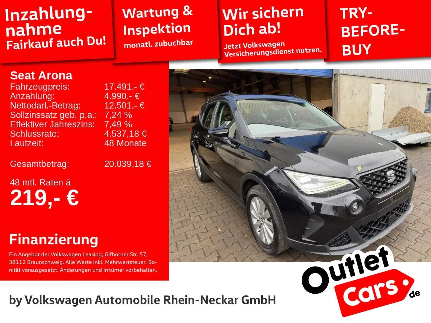 SEAT Arona 1.0 TSI Style DSG PDC Tempomat Radio uvm Schwarz - 1