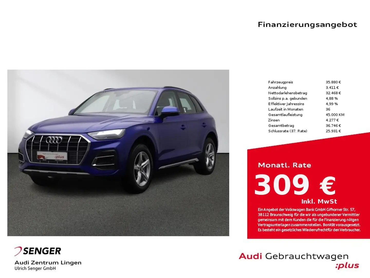 Audi Q5 40 TDI quattro MMI Panorama AHK Audi connect Blau - 1