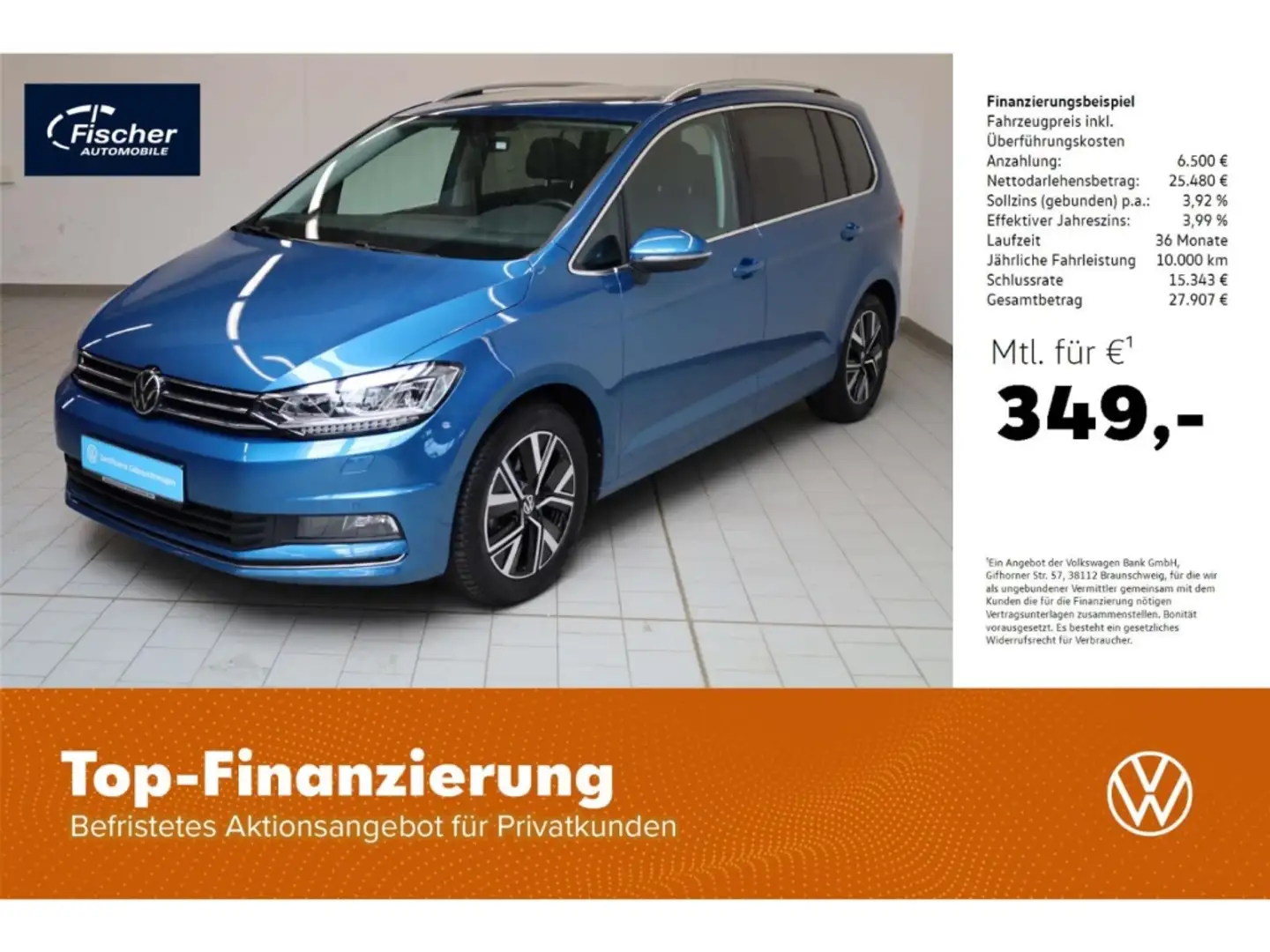 Volkswagen Touran 2.0 TDI Highline DSG NAV/LED/ACC/P-Dach Blau - 1
