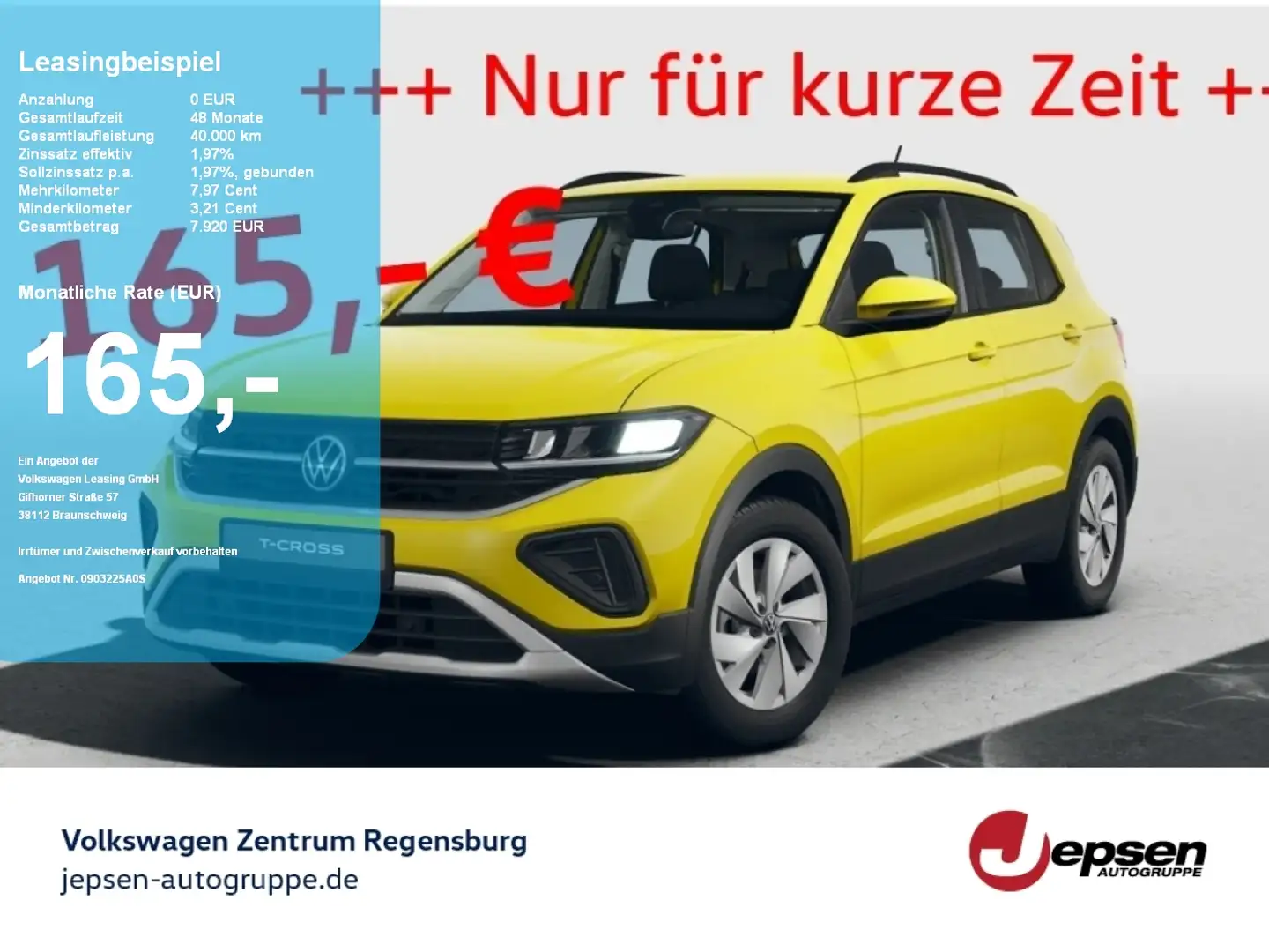 Volkswagen T-Cross Life TSI 165,- solange Vorrat reicht Giallo - 1