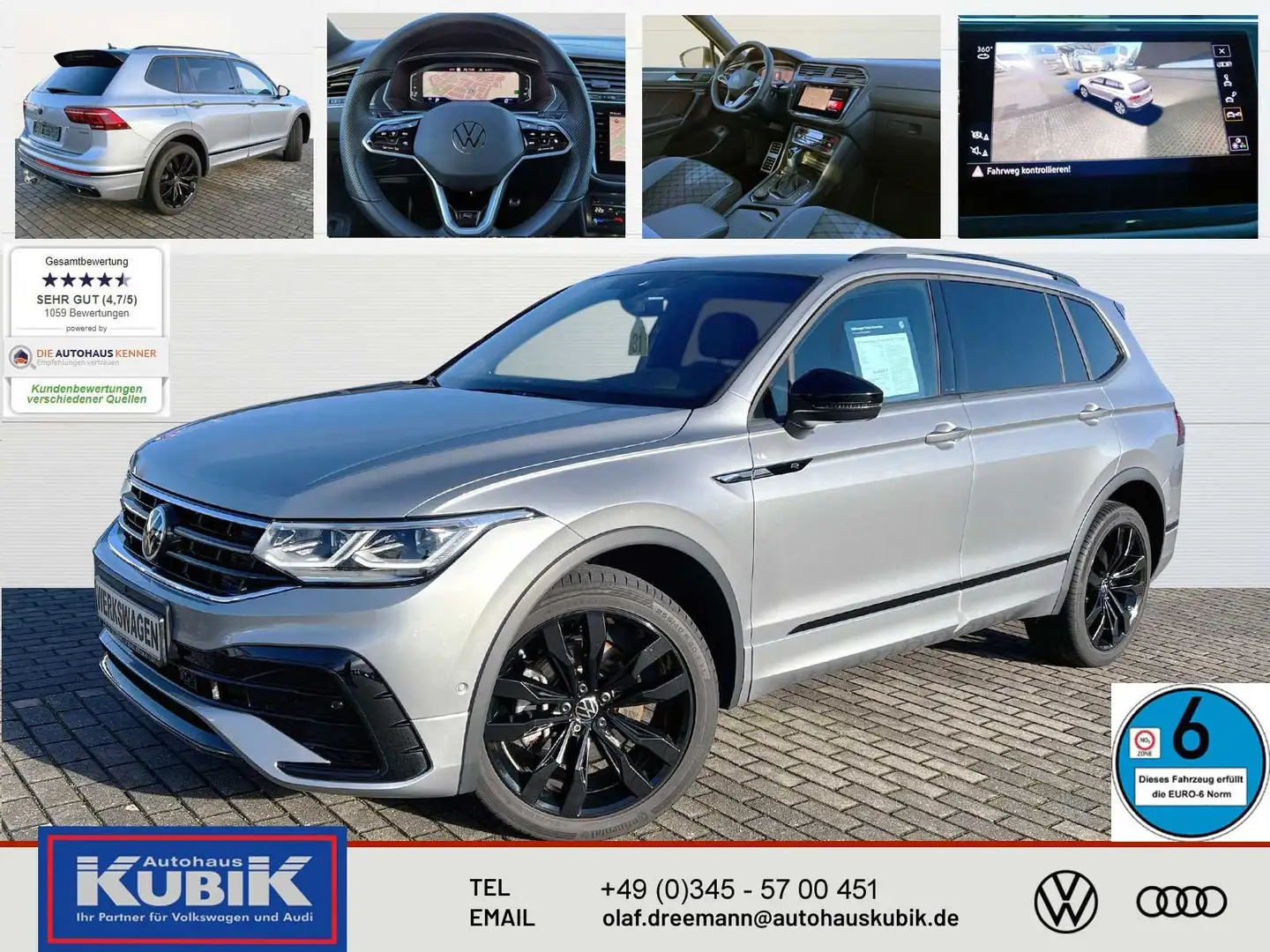 Volkswagen Tiguan Allspace 2.0 TDI R-Line Black Style DSG 4motion+DCC+IQ.Ligh Silber - 1