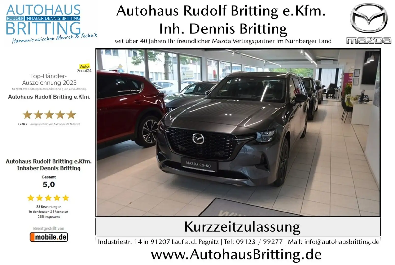 Mazda CX-80 Diesel 254PS AWD Homura Plus Captain Seat Gris - 1