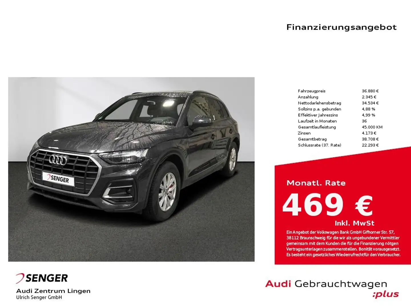 Audi Q5 50 TFSI e quattro Matrix HUD B&O AHK Navi Grau - 1
