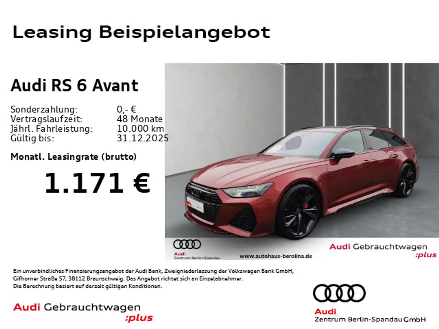 Audi RS6 RS6 Avant *PANO*StdHz*HD-MATRIX*HuD*B&O*RS-AGA* Rot - 1