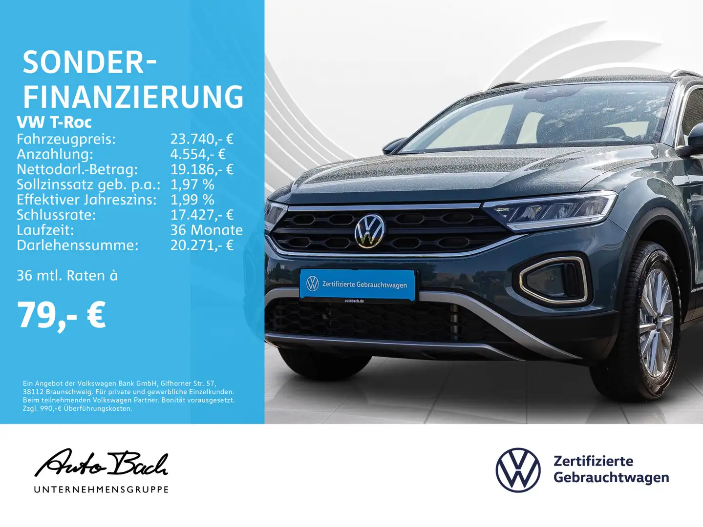 Volkswagen T-Roc 1.0 TSI Life, Navi, LED, App-Connect, Digi Bleu - 1