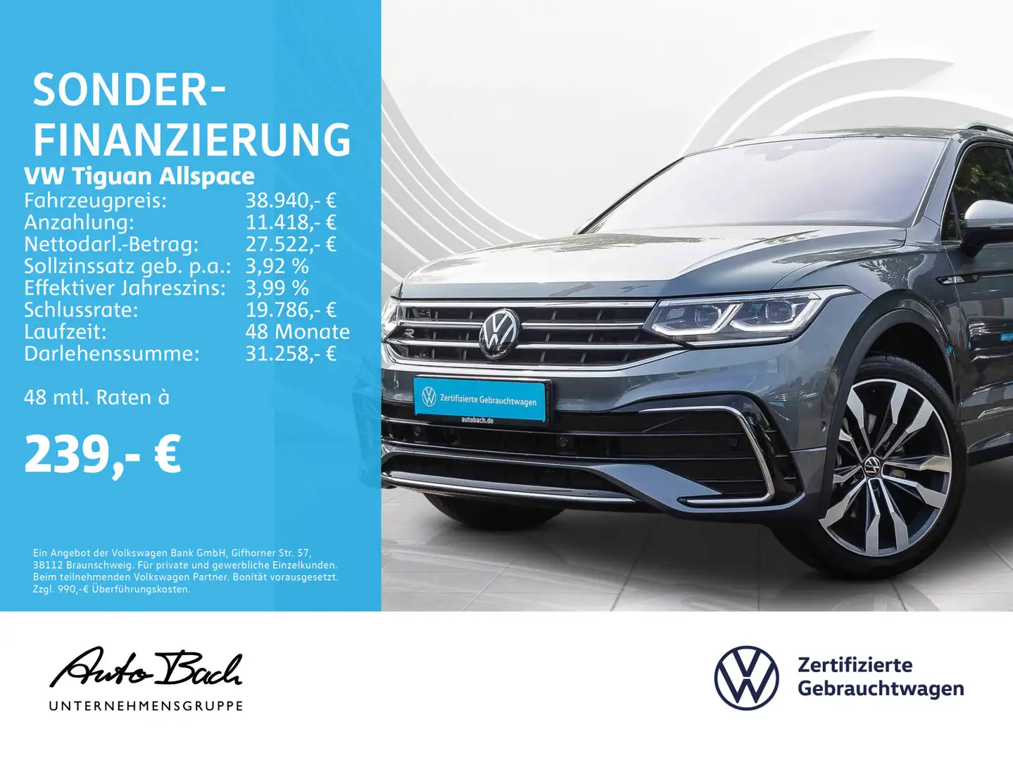 Volkswagen Tiguan Allspace 2.0 TDI DSG R-Line 4Motion, Navi Grijs - 1