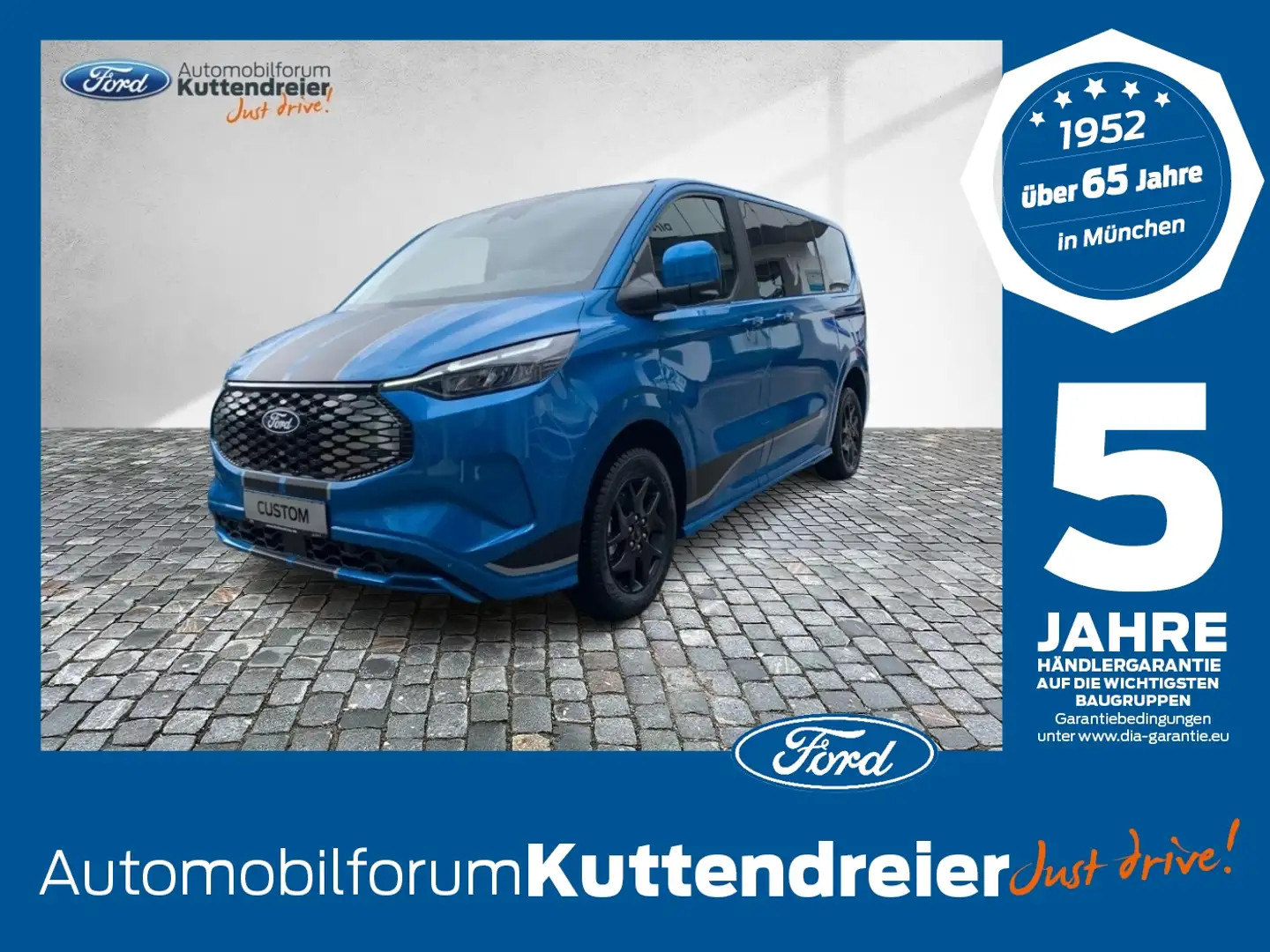 Ford Tourneo Custom Bus Elektromotor 340 L1 RWD Sport Bleu - 1