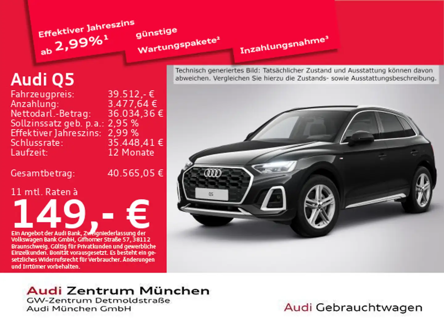 Audi Q5 40 TDI qu. S tronic 2x S line AHK/Virtual+/Ka Schwarz - 1
