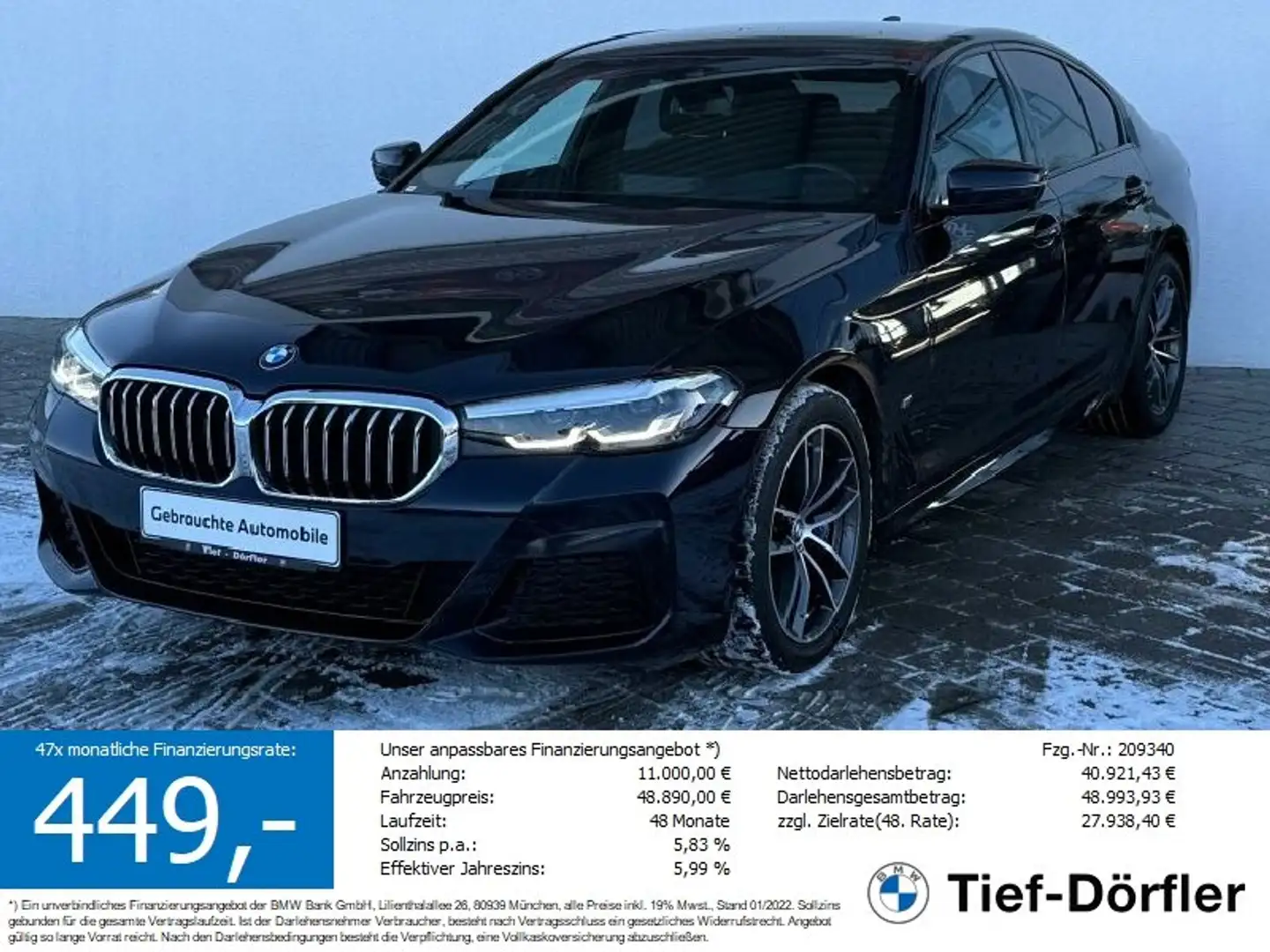 BMW 530 d SAG M Sport AHK/HUD/4xAC/CAM/M-Bre Schwarz - 1