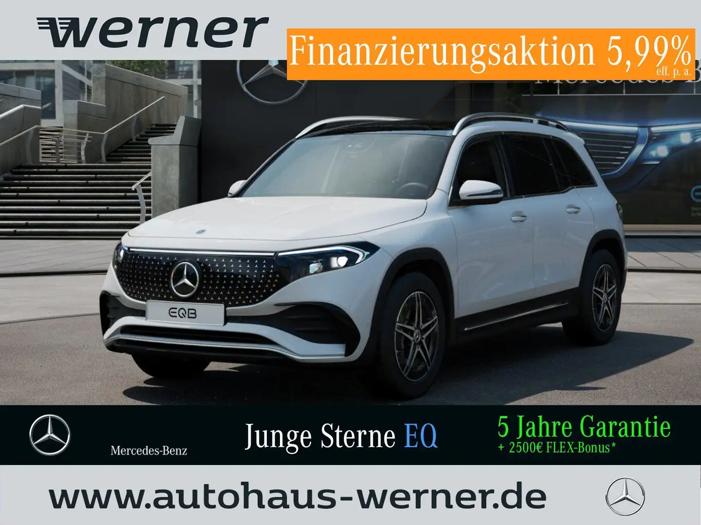 Mercedes-Benz EQB 300 4M AMG-ADV+ PANO AHK MEMO BURMESTER KEYG Weiß - 1