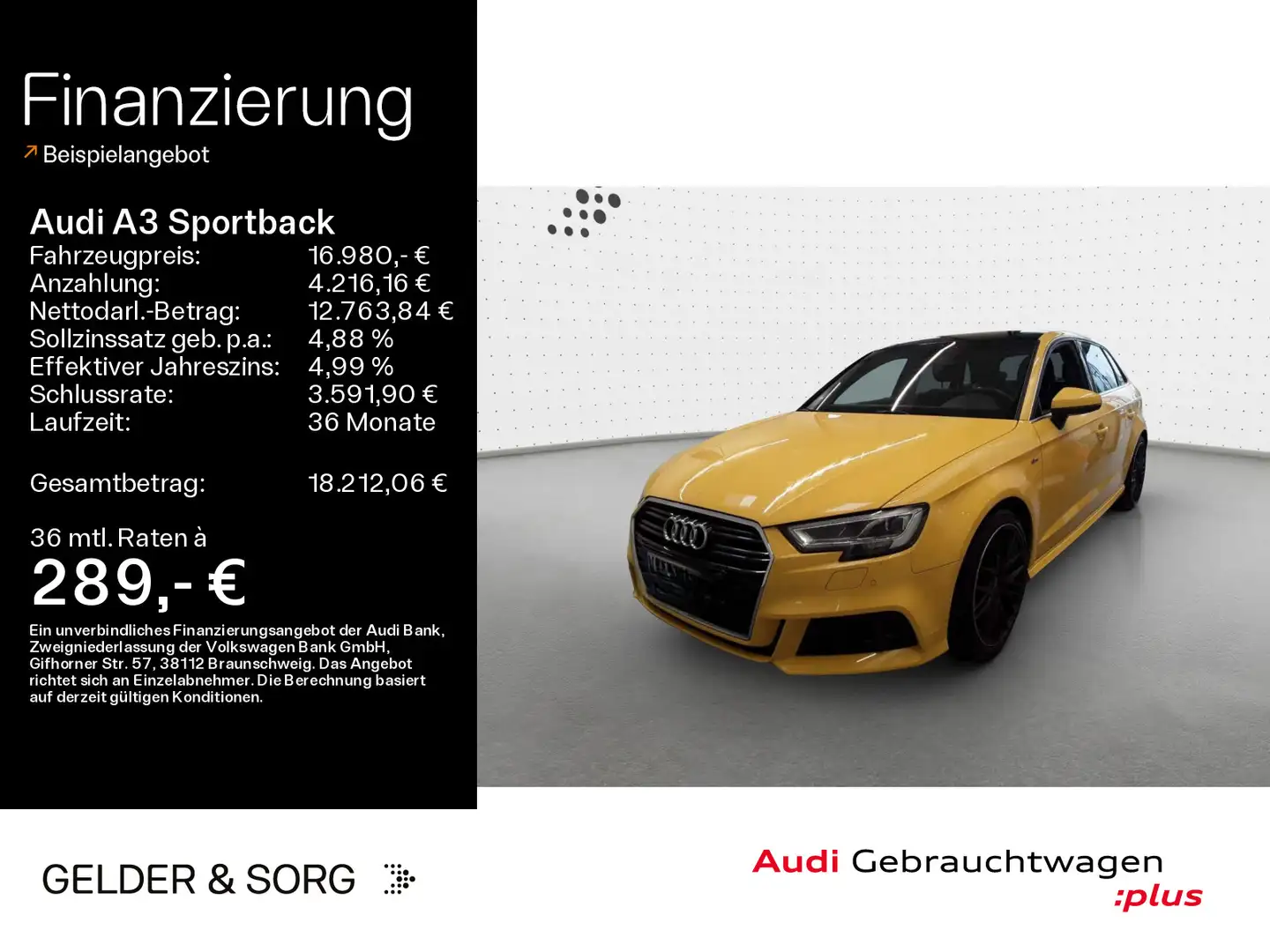 Audi A3 2.0 TDI S line GRA*LED*Navi*Sound Giallo - 1