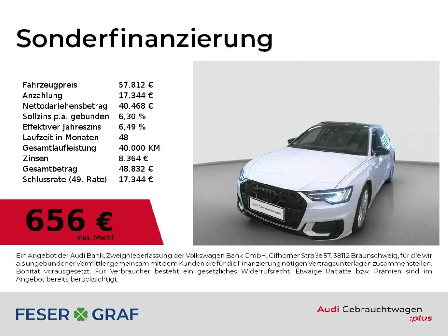 Audi A6 Avant 45 TDI q. S line Ext/HuD/Pano/Sitzbel+Mass/L Weiß - 1