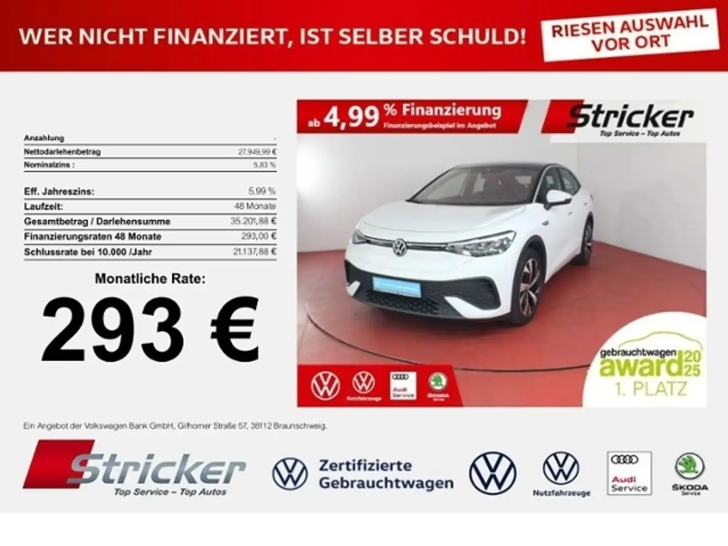 Volkswagen ID.5 Pro Performance 150/77 293,-ohne Anzahlung Navi A Weiß - 1