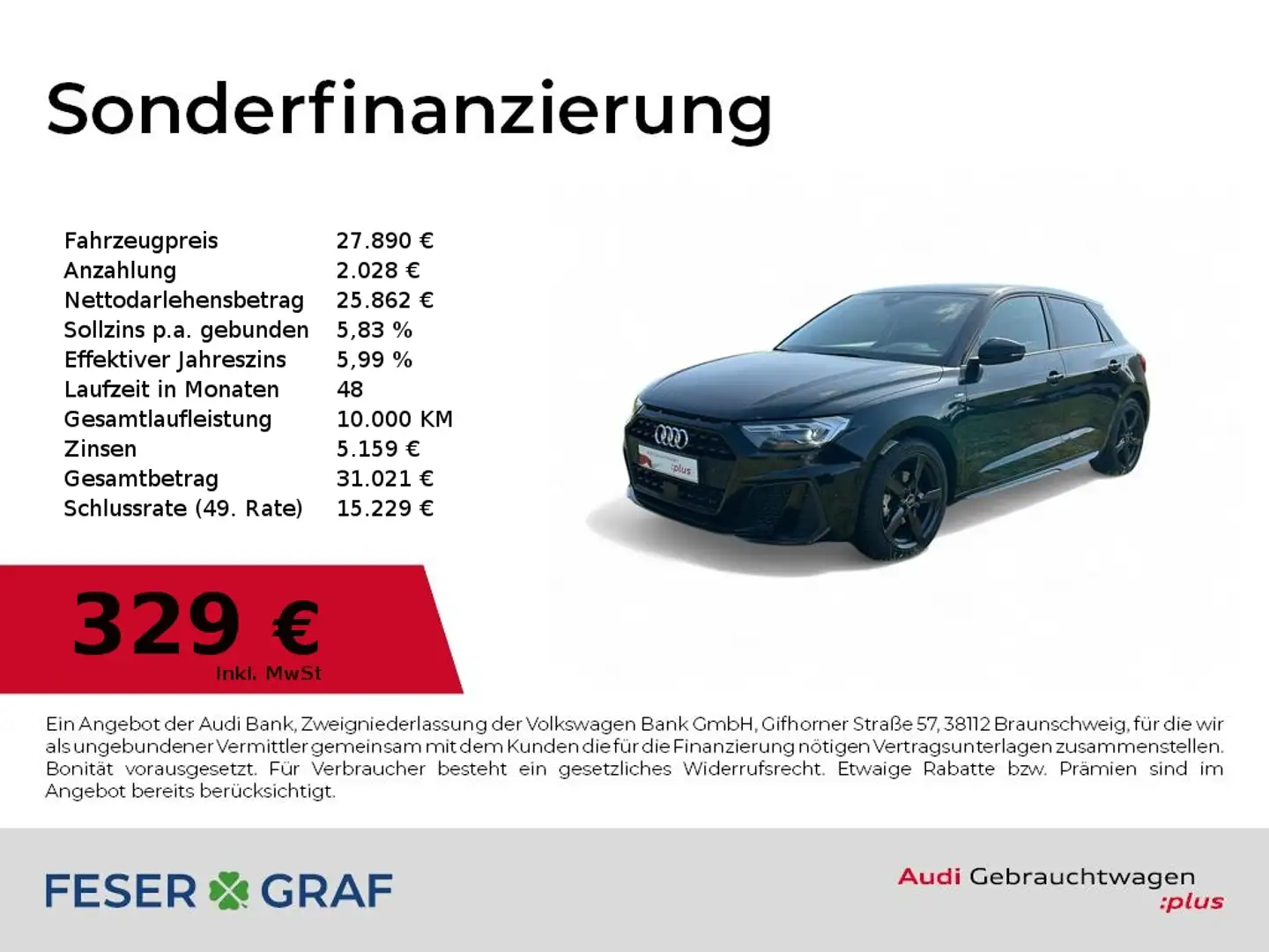 Audi A1 Sportback S line 30TFSI S tronic LED/SHZ/VC/CarPla Schwarz - 1
